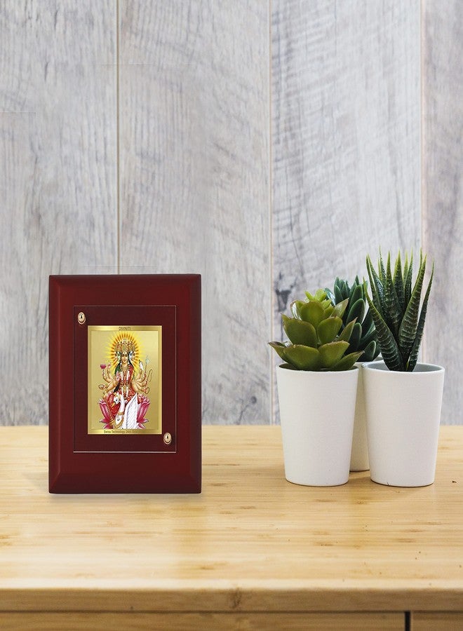 DIVINITI 24K Gold Plated Foil Goddess Gayatri Mata Photo Frame For Home Decor, Table Top|MDF 1A with |Religious Photo Frame Idol For Pooja, Prayer, Gift (10 CM X 10 CM) - Image 4